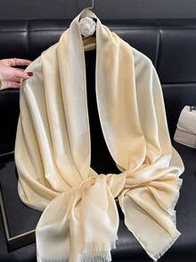 1pc Women Elegant Minimalist Five-Leaf Flower Print Lyocell Scarf, Versatile Lightweight Shawl For All Seasons, Can Be Used As Decoration, Head Wrap For Dress - Multicolor - View 8