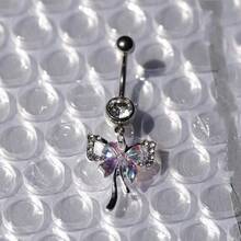 Butterfly Heart Y2K Dangle Belly Button Ring Gold Navel Ring For Women 14G Piercing Jewelry Stainless Steel - Silvery - View 19