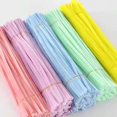 100/500 Piezas de limpiapipas de chenilla de colores pastel de 30 cm de largo a granel para proyectos escolares creativos, manualidades de Halloween y decoración navideña, 5 colores (5 colores macaron)