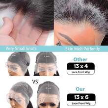 Uveous 250% Density 42Inch Body Wave Lace Front Wigs Human Hair Pre Plucked 13x6 HD Transparent Lace Frontal Wigs Human Hair 250% Density 22 Inch Frontal Wigs Human Hair With Baby Hair For Women - Natural Black - View 5