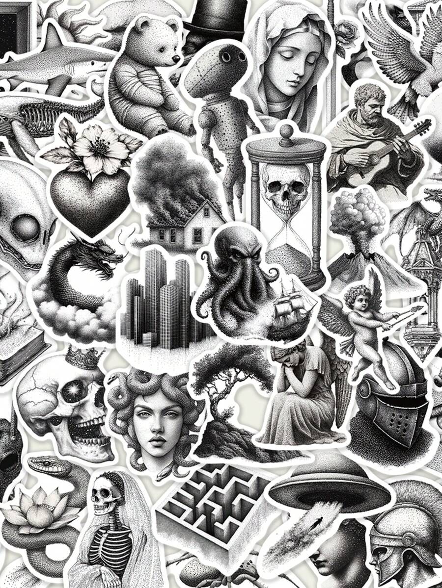 SCXXBSW 50pcs Vintage Pencil Particles Creative Fun Stickers DIY Decoration Luggage Guitar Notebook Waterproof Stickers - Multicolor - View 1