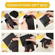 10 piezas Cajas de regalo con forma de birrete de graduación, caja con birrete de graduación DIY para regalo de graduación de bebé, decoración y recuerdos de fiesta de graduación, para ceremonia de graduación, temporada de graduación, vuelta al colegio, decoración de graduación, cumpleaños, celebración de festividades, regalos de graduación - Multicolor - Ver 7
