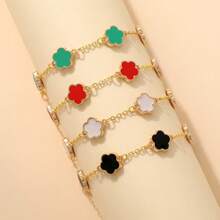 1 pezzo Braccialetto con pendente a forma di quadrifoglio e fiore di prugno, accessorio di moda minimalista