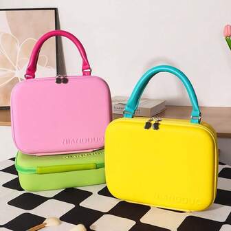 Dopamine Color Suitcase Cosmetic Bag Men Women Portable Large Capacity Oxford Cloth Makeup Bag Travel Handheld Storage Case Graduation