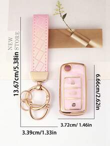 [2-In-1 Anti-Scratch & Anti-Drop] Peach Blossom Jade Design TPU Transparent Car Key Cover + Fashion Gradient Key Chain (Includes Installation Screwdriver) Scratch-Resistant, Portable Design, 360° Signal Protection [Please Check Compatibility Details] - Multicolor - View 5