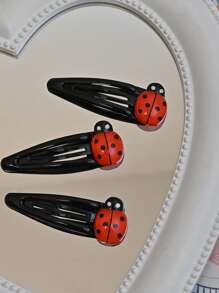 4 Pezzi Fermagli per capelli a forma di coccinella, Barrette per capelli rosse antiscivolo, Fermagli per capelli a forma di animali per ragazze e donne, Accessori per capelli, Fermagli per capelli a forma di insetto per il ritorno a scuola, Accessori per capelli per decorazione, Mollette, Articoli scolastici