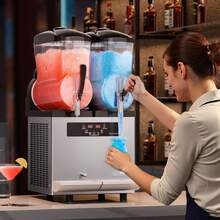 Commercial Slushy Machine, 12Lx2 Double Tank Frozen Drink Machine, 96 Cups Stainless Steel Margarita Smoothie Frozen Drink Maker, Slushie Maker For Home Party Restaurants Cafe Bars - Xi lanh đôi 12L - Xem 1