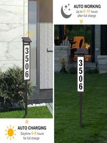 Solar-Powered Courtyard House Number Plate, Ground-Mounted Lawn Lamp House Number Plate Lamp. It Has A Waterproof Function, With A Capacity Of 1200 Milliamps. It Is Easy To Install And Has An Intelligent Light Sensing Function. Equipped With LED Lights, It Provides A Clear And Eye-Catching Navigation At Night. It Is Suitable For Courtyards, Villas, Gardens And Paths.