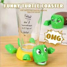 1pc Creative Turtle Coaster, Desktop Decor, Funny Sound Effect Pressure Activated Bulging Eyes Coaster Holder
