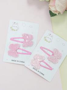 1 Pc (2/4 Pcs Hairpins) Korean Solid Glitter Bow Hairpins For Bangs & Baby Hair, Hair Accessories For Girls - Sequin Butterfly Water Drop Clip - View 8