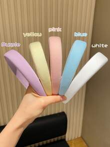 1/3/4/5个装 女士简约纯色海绵宽发带,适合洗发、休闲外出、高髻、碎发造型、日常使用、居家、护肤,四季皆宜,可作为礼物赠送,时尚实用! - 彩色 - 查看 8