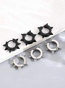 3pcs Stud Hoop Earrings In Punk Style (Female), Gothic Rock Hip Hop Style Earrings (Male And Female), Suitable For Parties, Parties, Everyday Wear