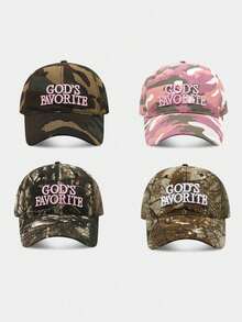 God's Favorite Embroidered Camo Jungle Splattering Print American Baseball Cap Streetwear Snapback (Print Design And Tag Packaging Are Random) - A - View 8