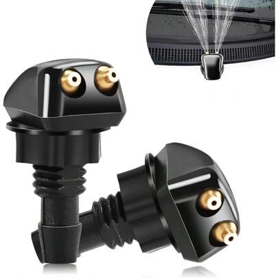 Bico de limpador de para-brisa com haste reta, bico de limpador de para-brisa dianteiro de carro, kit de bico de pulverização de limpador com mangueira de fluido, pulverizador de bico de limpador de para-brisa ajustável e durável, acessórios universais para carros, adequado para a maioria dos carros, SUVs, caminhões, também um presente ideal para vários festivais