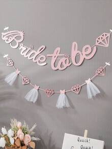1pc/Set Bride To Be Wedding Bridal Shower Party Decorative Banner - Pink - View 2