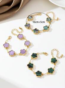 3pcs Set Fashion Colorful Clover Lucky Charm Bracelets