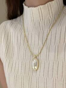 1 Pieza de Collar Ovalado Curvo de Perla, Estilo de Moda Francés, Estilo de la Corte Francesa, Accesorio Retro y de Alta Gama