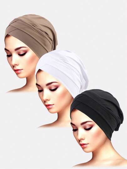 1pc/2pcs Women's Criss-Cross Elastic Beanie Hat, Underhat, Suitable For Daily Use