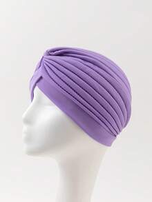 1pc Women's Fashionable Solid Color Stretch Headscarf Hat, Maternity/Chemo/Sleep/ Hat - Multicolor - View 6