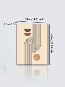 1pc Vintage Geometric Oil Painting With Solid Wooden Frame, Bohemian Style Living Room Wall Art Decoration For Bedroom, Study,Canvas,Poster Gifts Birthday Graduation