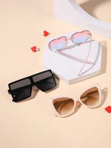 3pcs Kids 4-10Y Cat Eye Shaped Fashion Fashion Glasses, Stylish Outfit Accessory, Suitable For Outdoor Activities And Gift Giving, Spring New Collection