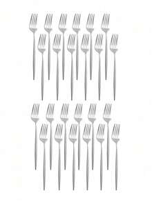6/12/24pcs Stainless Steel Gold/Silver/Black/Multicolor/Rose Gold Main Forks, Table Forks For Salad/Appetizers/Dessert/Cake/Fruit, Flatware Set For Home, Kitchen, Bar, Restaurant, Hotels, Wedding, Birthdays, New Year, Halloween, Christmas, Easter, Valentine's Day, Thanksgiving Celebrations, And Other Festive Parties, Christmas Gift, Gift Givings-Halloween Or Christmas Party , Kitchen Supplies - - - View 6