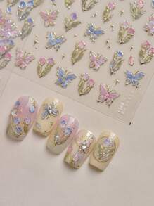 1pc Nail Art Stickers Sparkling Butterfly Nail Art Stickers Exquisite Butterfly Nail Self Adhesive Paper DIY Thin And Hard Nail Decoration Stickers Stickers DIY