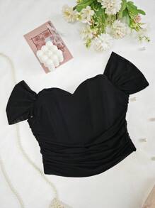 EZNV 1 pieza Camiseta sin tirantes y sin espalda de unicolor y sexy, sujetador versatil sin hombros con espina de pescado