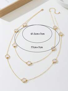 1pc Elegant Lucky White Clover Pendant Multi-Layered Long Necklace For Women