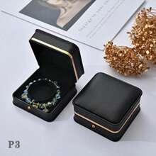 1 Stück Luxus Geschenkbox mit goldfarbenem Rand, für Ringe, Anhänger, Armbänder, Halsketten und Perlen