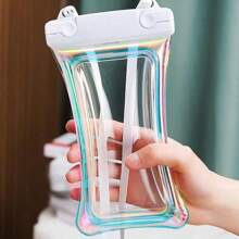 1 pièce Sac de téléphone étanche à l'épreuve des chutes avec airbag laser. Sac de téléphone étanche pour la plongée, la natation et les activités de plein air. Étui de téléphone tactile transparent. Accessoires de plage, accessoires de voyage, essentiels de plage, flotteur de piscine