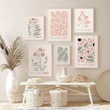 1/3Pcs Botanical Wall Arts Prints Blush Pink Canvas Wall Decor Flower Market Posters Abstract Aesthetic Pictures Pink Floral Artwork For Room Bedroom, Optional Frame ,Wall Art With Frame - Multicolor - View 4
