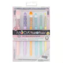 MODA Brush Posh Pastel Delicate Eye Travel Sized Makeup Brush Kit With Flip Case- 7pc