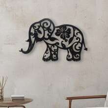 Quadro Vazado Elefante Decorativo Sala Escritório, quadro decorativo preto vazado MDF decoração