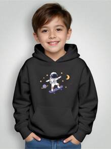 Moletom Infantil Bolso Canguru Com Capuz Menino Menina Astronauta Estrelas Skate Envio Imediato