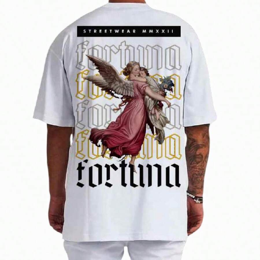 Playera Negra Para Hombre Oversized Coleccion Soul Freak "Fortuna"100% Algodón - Blanco - Ver 1