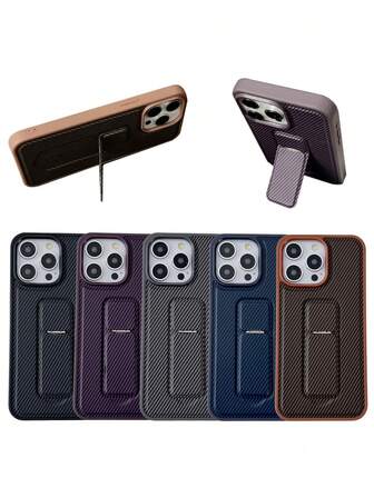 1 件黑白条纹双色手机壳带支架，时尚商务设计，适合作为送给长辈、朋友、家人、情侣的生日/节日礼物，哑光饰面，坚固结构，全身保护，适用于 16/15/14/13/12/Pro/ProMax