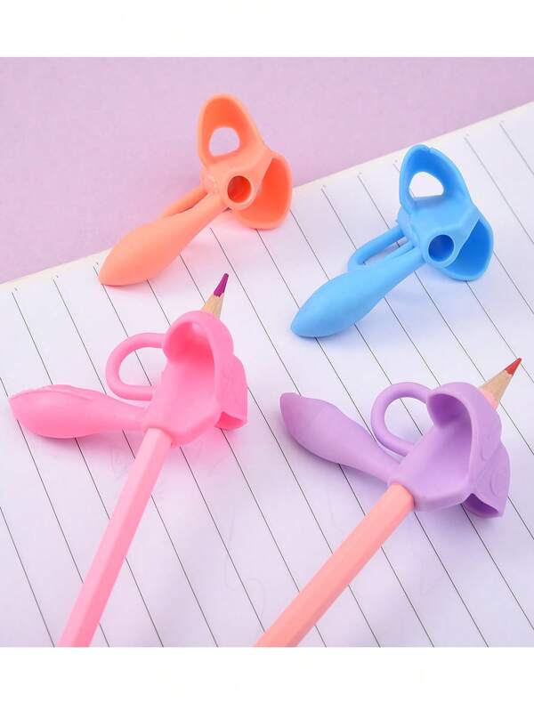 2 peças de suporte para lápis com pega de dedo, corretor de postura de escrita com 3 dedos, ferramenta de treinamento para correção de caligrafia, suporte e capa para lápis