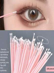 100pcs/300pcs Nano Cosmetic Swab, Thin Head, Makeup Changing, Eyeliner Wiping, Eyelash Removing, Cleaning Stick, Special Stick For Embroidery (100 Pieces)