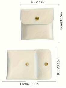 PU Leather Button Jewelry Pouch, Jewelry Packaging Bag, Ring Storage Bag, Jewelry & Pearls Packaging & Storage Case For Rings, Earrings, Bracelets, Flip Cover