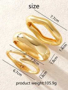 1 Set/1 pieza Elegante y delicado brazalete metálico de onda dorada con forma de gota de agua, de moda y elegante, adecuado para la calle, viajes, actividades en equipo, fotografía callejera, eventos formales, regalo de graduación