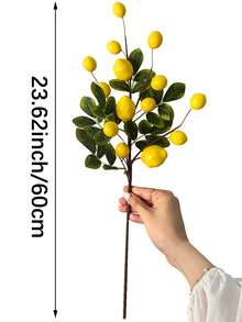 1/3支人造柠檬枝，PE材质，仿真植物，仿真花卉，桌面装饰，中心摆件，仿真绿植，房间装饰，书桌装饰，花园装饰，派对用品，学校宿舍办公室装饰，派对活动节日生日装饰，家居玄关酒店餐厅客厅卧室婚礼派对厨房花园装饰，情人节装饰，春夏装饰