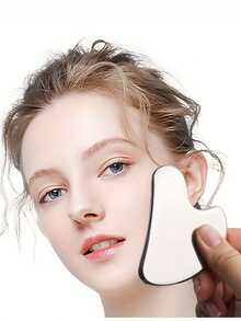 1 件不锈钢心形刮痧板，用于刮除皱纹、下颌线、颈部按摩的面部美容工具