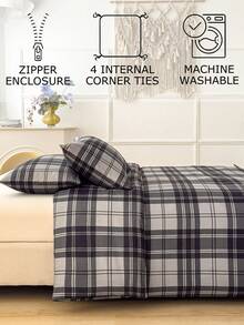 柔软超细纤维格子图案羽绒被套 - 最佳 2/3 件套被套床上用品套装 - 包括 1 个羽绒被套和 1/2 个枕套 - 便宜且高品质的单人床、特大号单人床、大号双人床、全尺寸 Doona 被套