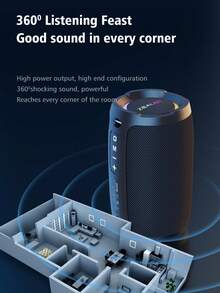 Zealot S49 Wireless Portable Speaker, 10W Power, Built-In 3600mAh Battery, With Breathing Atmosphere Lamp, Nylon Bag, IPX6 Waterproof, Support TF Card/USB/Audio Input, Connect Two Units For TWS Stereo Sound, Built-In Microphone For Hands-Free Calls, Suitable For Outdoor/Home Use, Subwoofer - Black - View 7