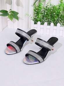 Nouvelles sandales à talons hauts à paillettes dégradées pour femmes, incontournable de l'été, affinantes et illuminantes - Argent - Voir 6