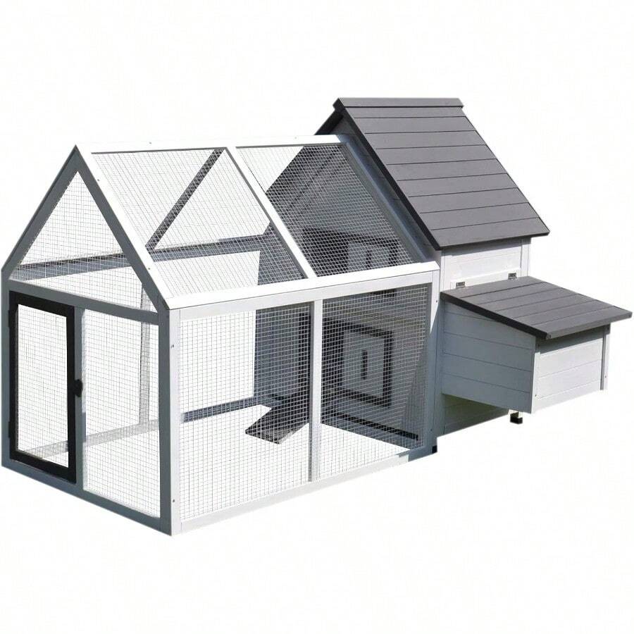 PawHut Wooden Chicken Coop Hen House Enclosure Garden With Ramp Run Nesting Box - 1 - View 1