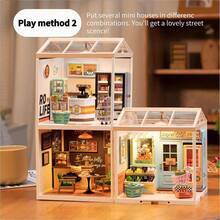 Robotime Rolife Miniature House With LED Lights - DIY Dollhouse Model Kit For Adults And Teens, Cute Mini House Kit, Creative Gift For Women - Double Joy Bubble Tea - View 7
