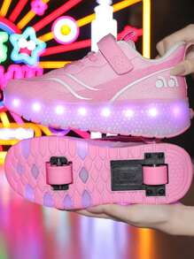Klassisch, modisch, cool und bequem LED aufladbare blinkende Rollschuhe, geeignet für Teenager und Erwachsene, Lässig und schnelles Rollerskaten