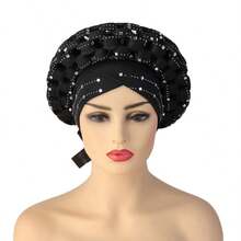 1pc Adjustable Turban Head Wrap, Rhinestone Decorated African Gele Hat - Hand-woven Hot Diamond - View 20